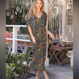 Natural Life Claire Maxi Dress Sunflower Print Green Yellow large